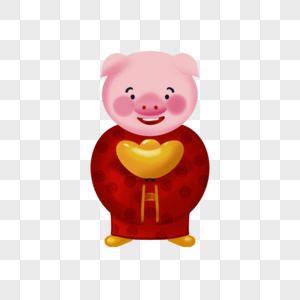 一头戴着红色笑容的猪将目标全空心金高清图片