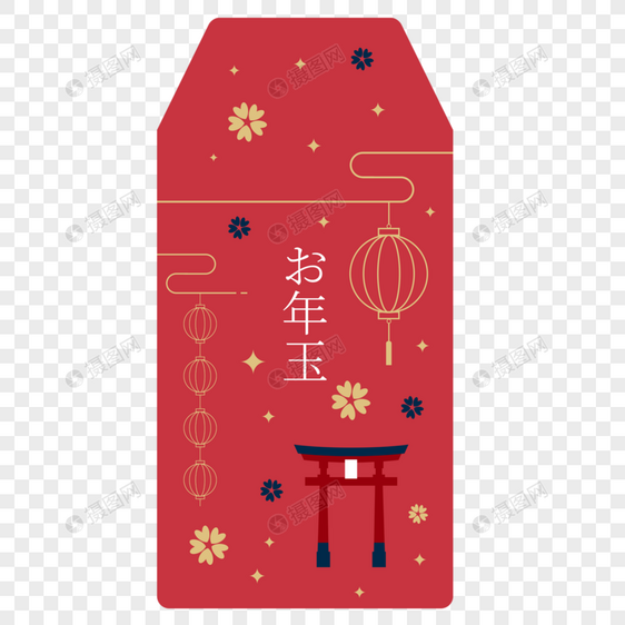 红色封面日式新年红包图片