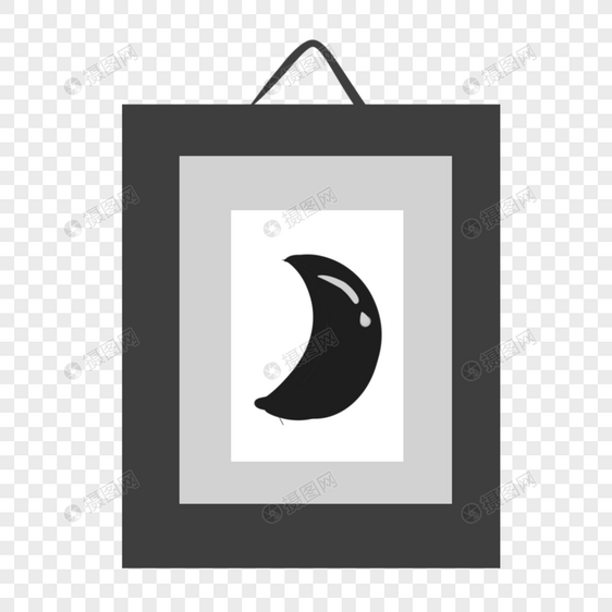 月亮图案可爱黑白相框图片