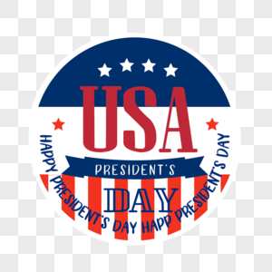 美国总统日圆形标签贴纸图片