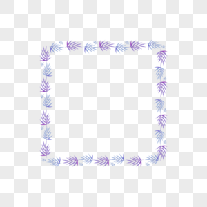紫色叶子方形边框图片