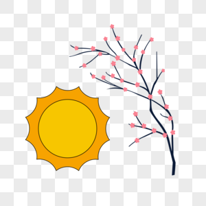 冬天的太阳和梅花图片