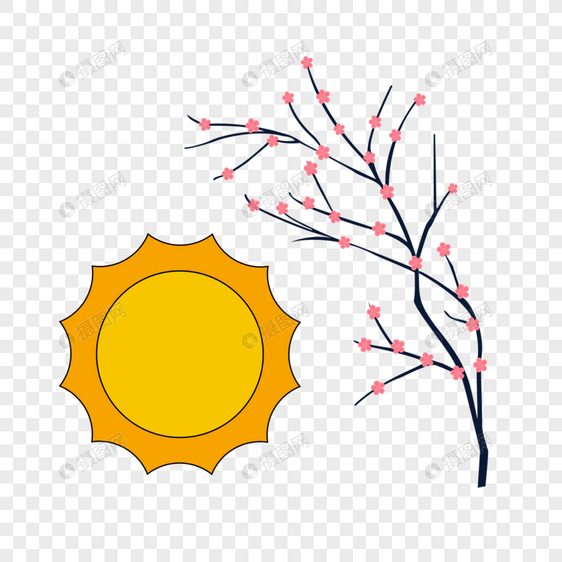 冬天的太阳和梅花图片
