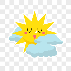 靠着云朵呼呼大睡的太阳图片