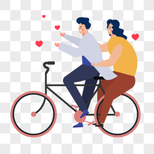 爱心环绕情人节自行车郊游插画图片