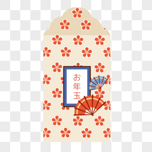 梅花图案日式新年红包图片