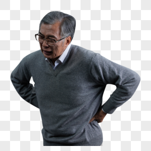 中国老爷爷孤独空巢老人患病腰部疼痛素材