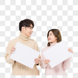 韩系情侣展示白纸图片