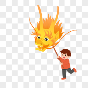 二月二龙抬头舞龙卡通元素图片素材