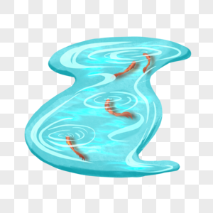 雨水水潭水滩游着锦鲤图片