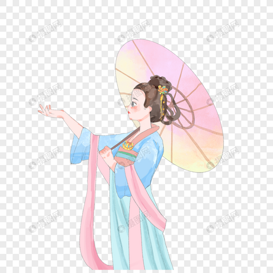 撑伞的古风少女图片