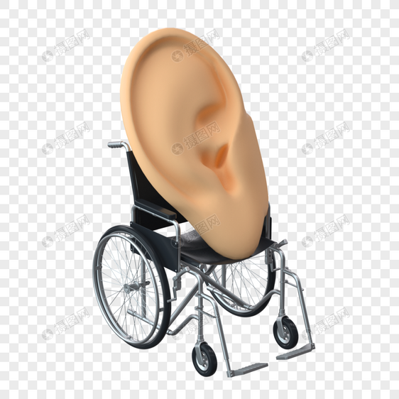 全国爱耳日轮椅上的耳朵图片