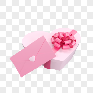 粉色唯美心形礼盒爱心信封图片