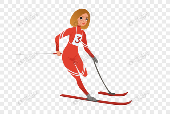 冬季残疾人运动会滑雪运动员扁平矢量插画图片
