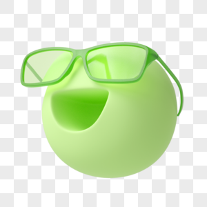 C4D立体戴眼镜绿色卡通表情包图片