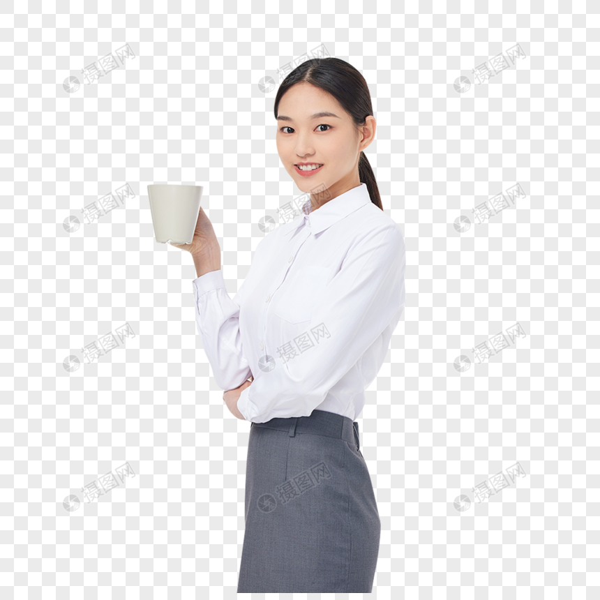 职场午休喝咖啡的商务女性图片