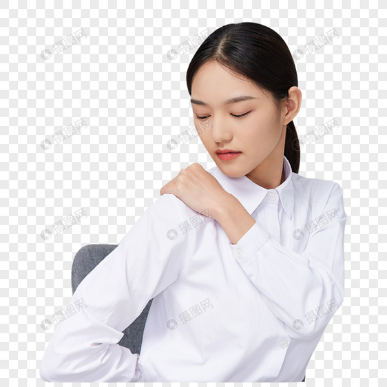 肩膀酸痛的上班族女性图片