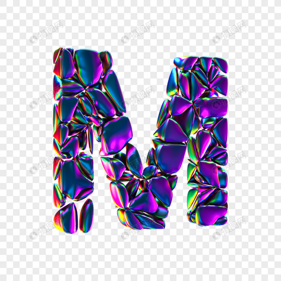 创意酸性立体字母M图片