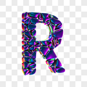 创意酸性立体字母R图片