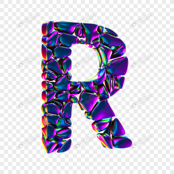创意酸性立体字母R图片