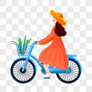 骑车踏青的女生图片