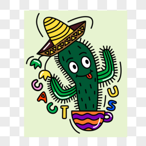 创意拟人仙人掌素材