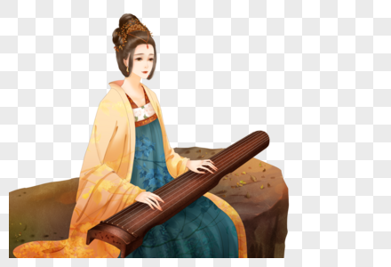 弹古筝的古代女子图片