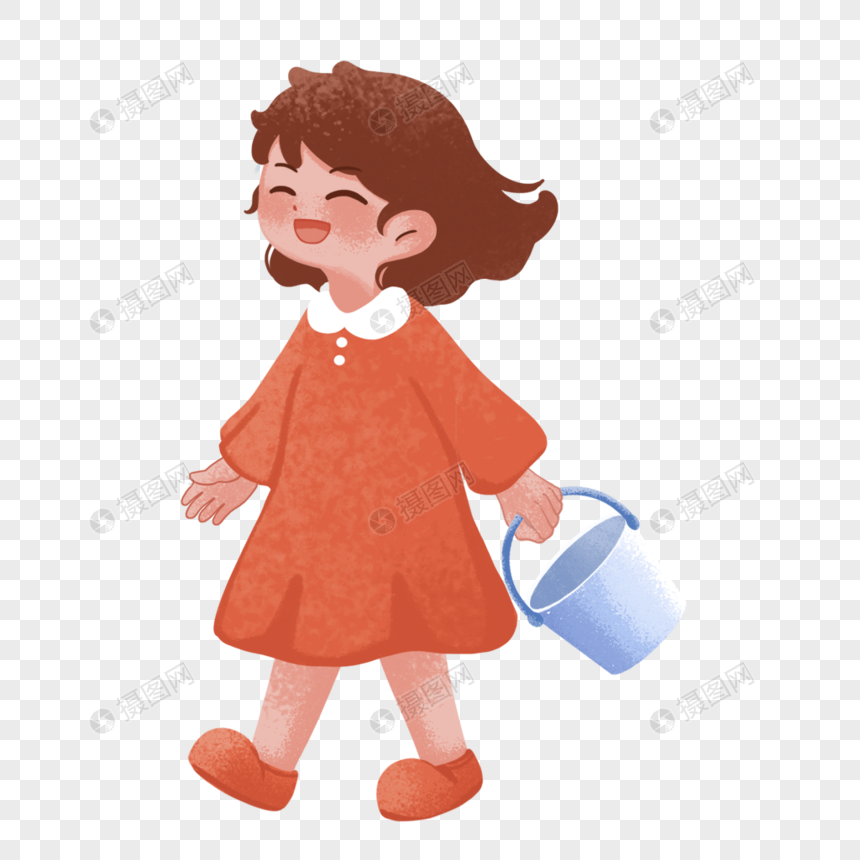 提着水桶的女孩元素素材下载-正版素材402142721-摄图网