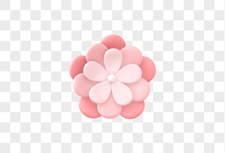 C4D黏土风粉色花朵立体模型图片
