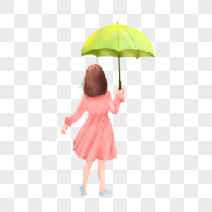 打伞的女孩背影图片