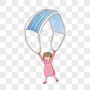 拉着口罩降落伞的女孩图片