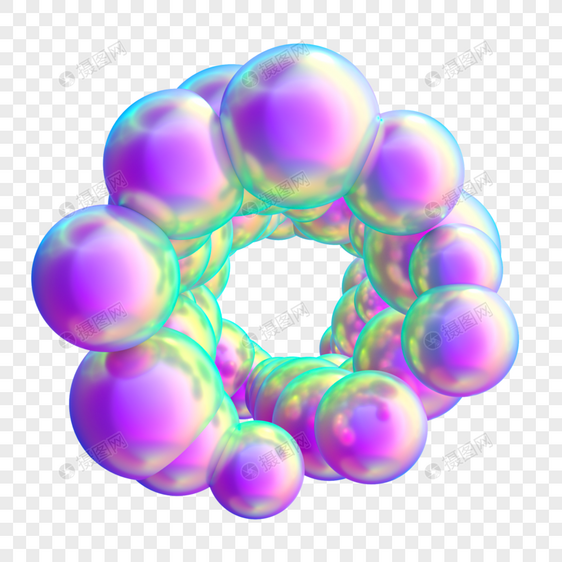 酸性蒸汽波装饰图形几何模型圆球图片
