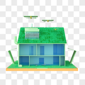 新能源绿色环保房屋模型免扣素材图片