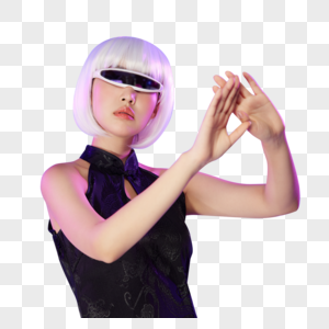 多彩元宇宙少女肖像写真图片