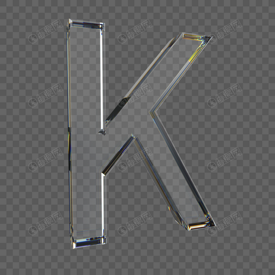 透明玻璃字母K图片