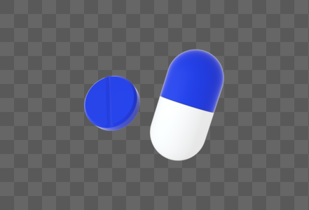 创意C4D蓝白医疗元素立体3D胶囊药品图标图片
