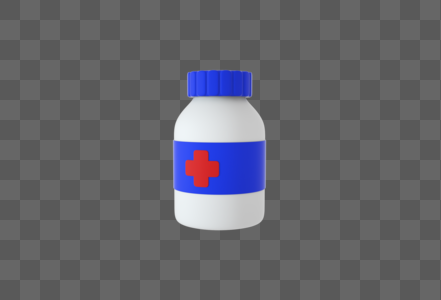 创意C4D蓝白医疗元素立体3D药瓶图标高清图片