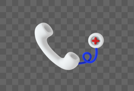 创意C4D蓝白医疗元素立体3D电话急救图标图片