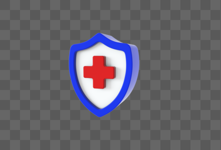 创意C4D蓝白医疗元素立体3D防护盾牌图标高清图片