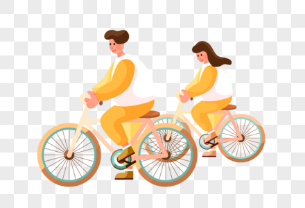 骑自行车旅游的情侣高清图片