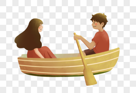 划船出游的情侣图片