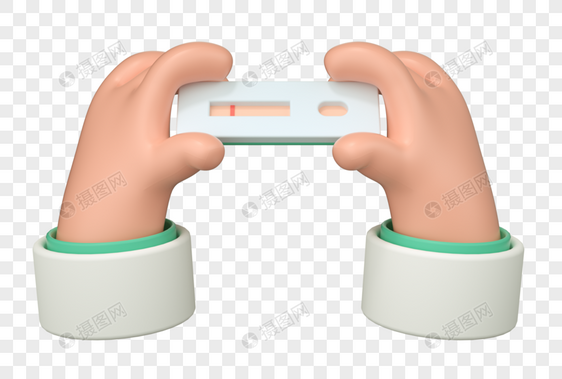 卡通C4D立体3D抗疫疫情双手试纸手势黏土手指图片