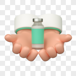卡通C4D立体3D抗疫疫情双手疫苗手势黏土手指图片