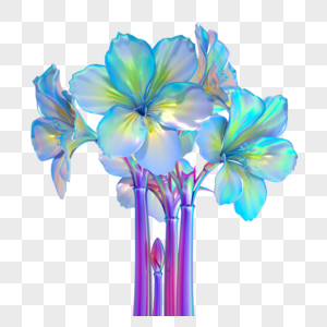酸性蒸汽波装饰植物花兰花花束模型免扣素材图片