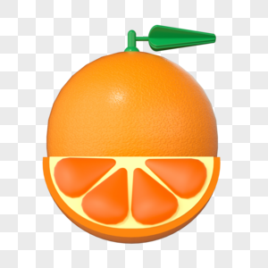 卡通水果橘子橙子糖果色黏土电商模型免扣素材图片