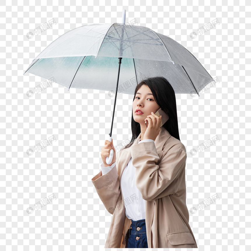 撑伞等车的女性图片
