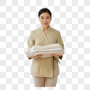 手拿护理毛巾的住家月嫂图片素材