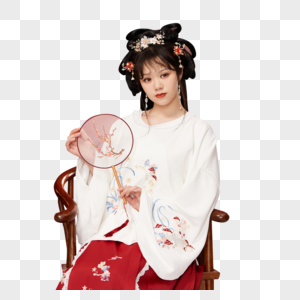 国风传统文化古装美女坐着形象图片