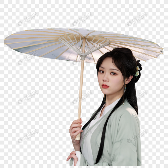 古典古装汉服美女撑伞图片