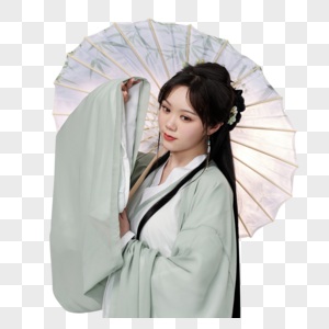 传统古装汉服美女撑伞形象图片